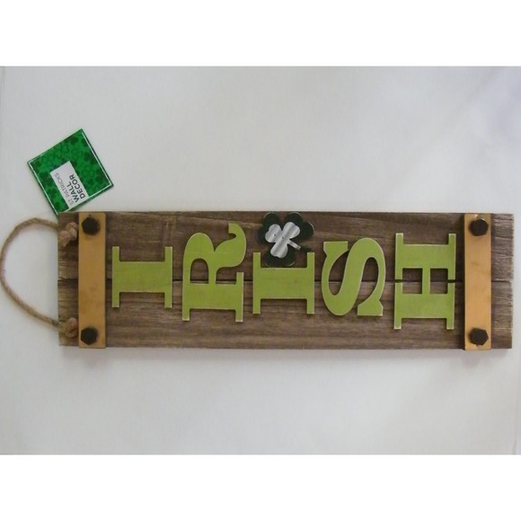 St Patricks Day Wall Decor Wooden Plaque Sign 24x7 Irish Shamrock Rustic Banner - Picture 5 of 7